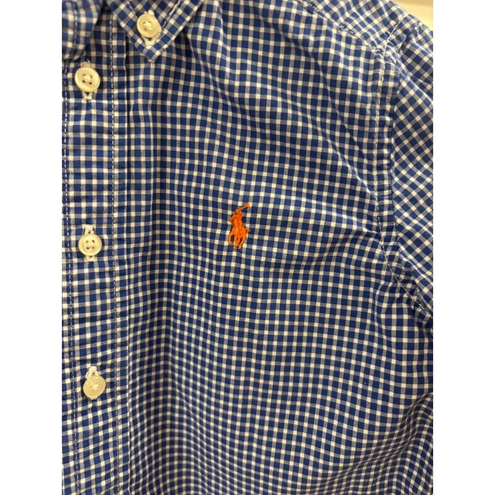 Ralph Lauren Kids Blue Gingham Long Sleeve Button Down Shirt Size 4 4T